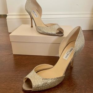 🚫SOLD🚫NIB, Jimmy Choo Logan, Size EU 40, Glitter Fabric Champagne